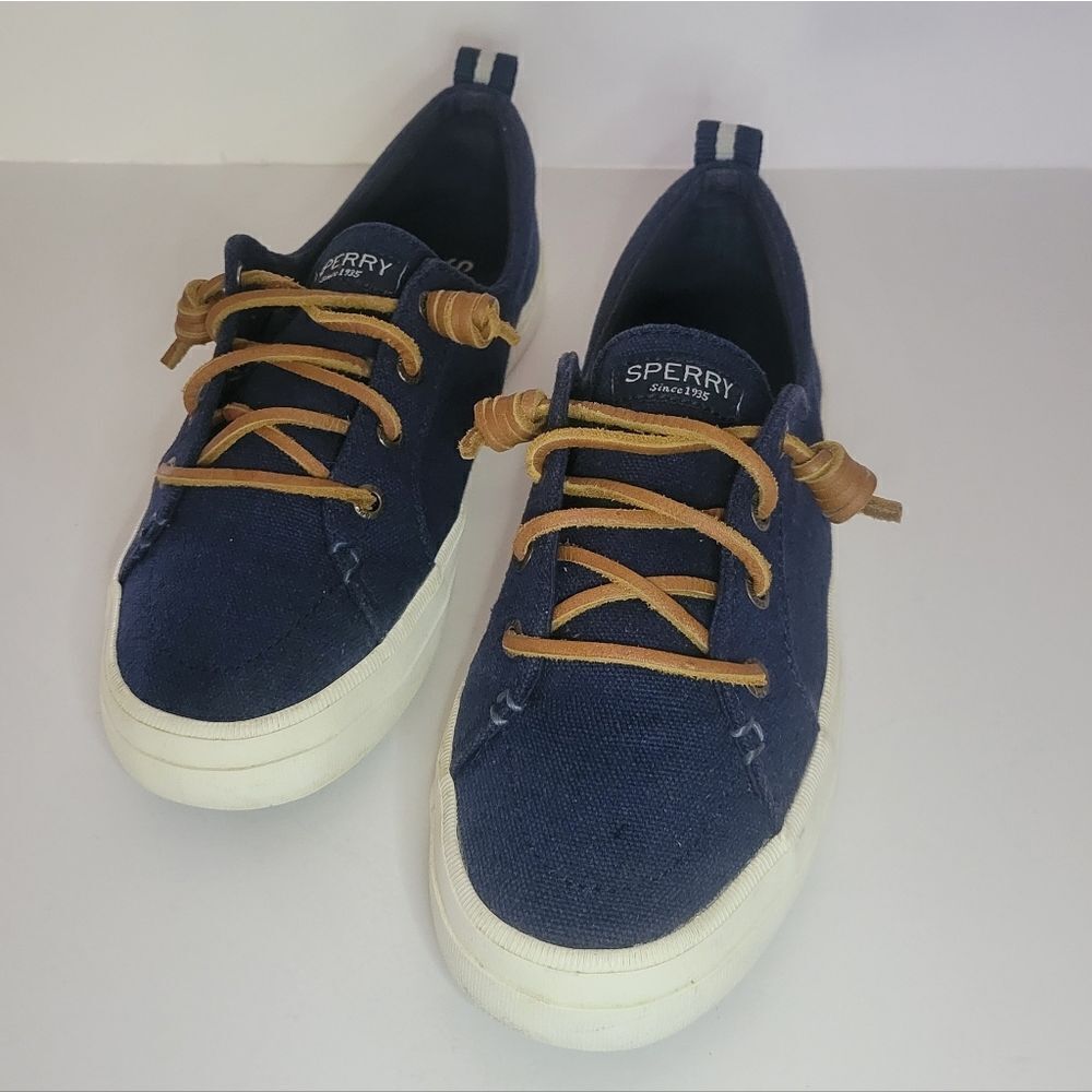 Sperry® Womens Crest Vibe Navy Canvas Ankle Boat Shoes - Picture 6 of 13